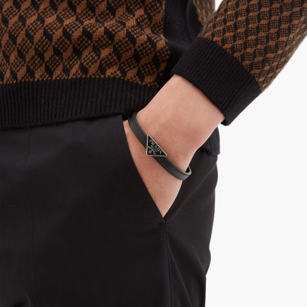 X SOLD X PRADA SAFFIANO-LEATHER BRACELET - Picture 2 of 3